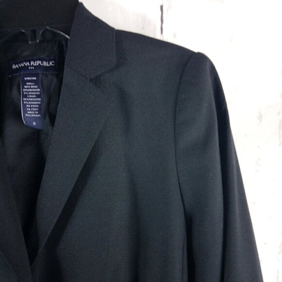 Banana Republic Stretch Womens Size 0 Wool Blend 2 Btn Black Suit Blazer Jacket - Picture 4 of 13